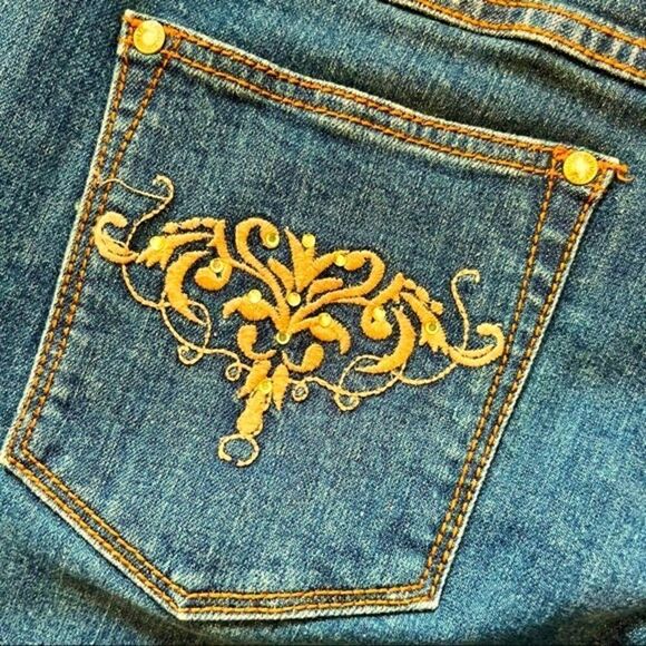 LAWMAN DENIM STRETCH 5 POCKET JEANS W/EMBELLISHED BACK POCKETS 5/6 NEW - Picture 5 of 16